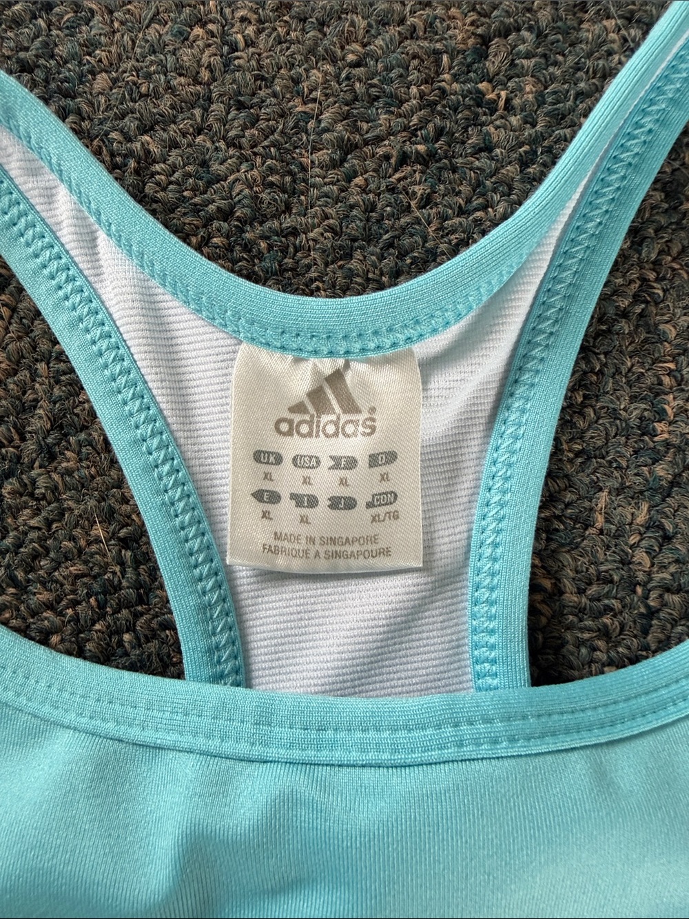 Vintage Early 2000’s adidas Aqua Blue Racerback long line sports bra - Picture 2 of 5